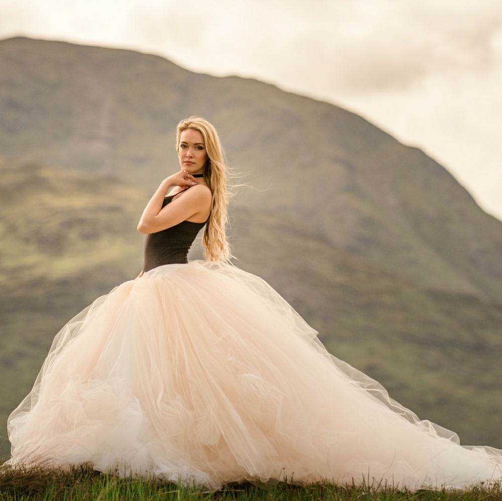 Tulle Skirt Bridal Ball Gown - Peach, Pink